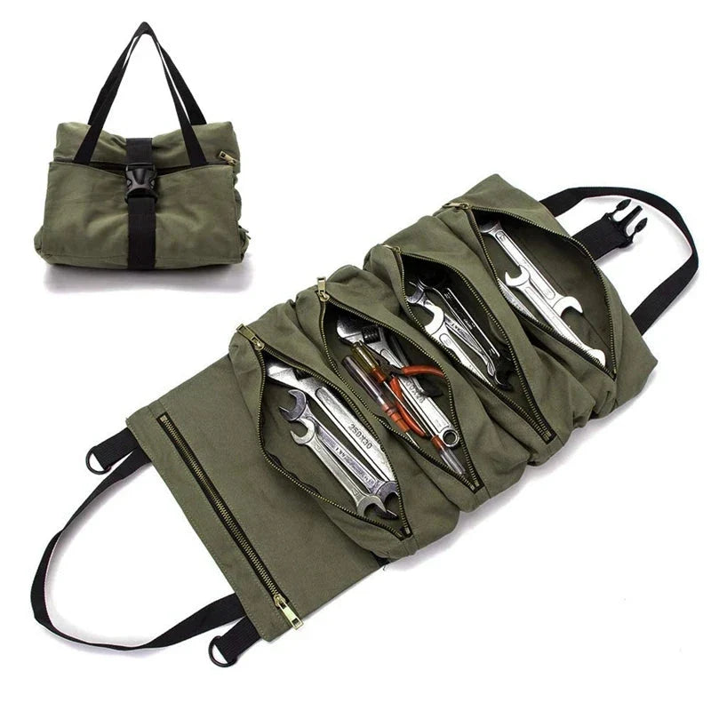 Hot Sale Roll Tool Roll Multi-Purpose Tool Roll Up Bag Wrench Roll Pouch Hanging Tool Zipper Carrier Tote