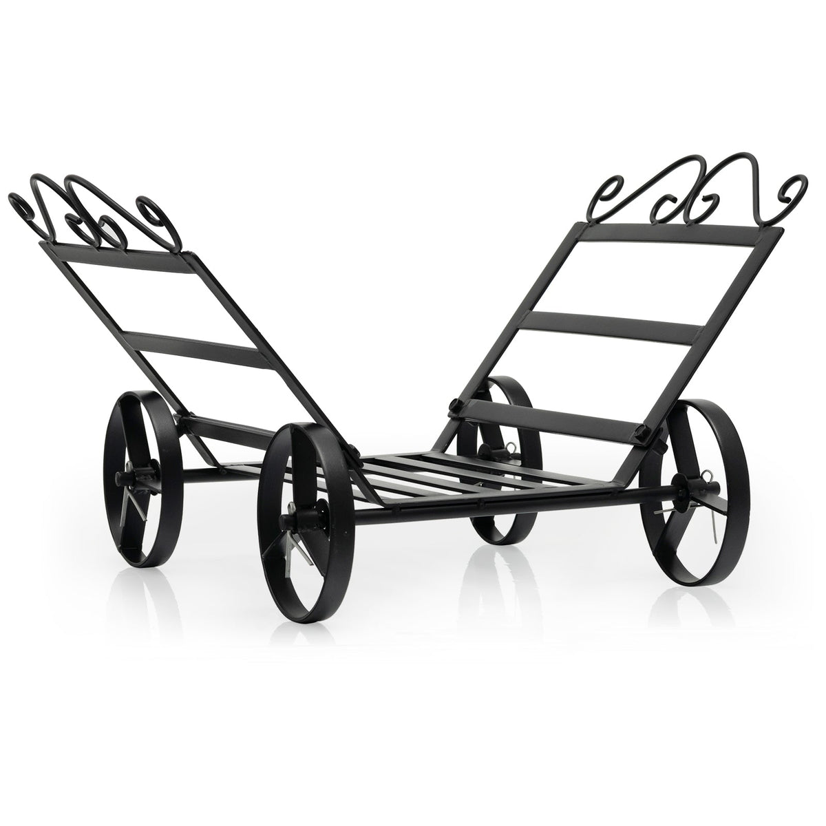 Firewood Rack Decorative Rustproof Steel Fireplace Log Holder with Wheels DirectDeals