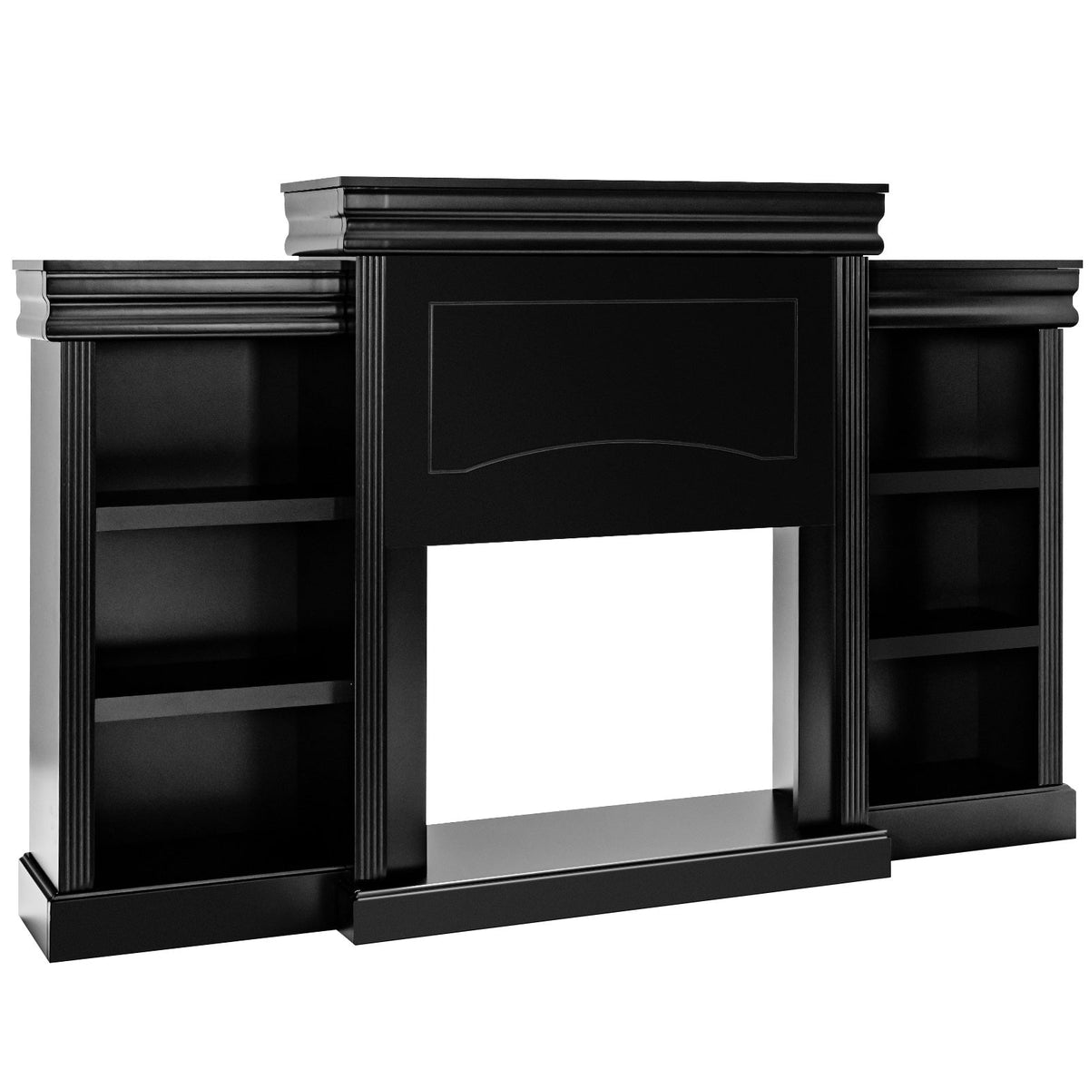 70 Inch Modern Fireplace Media Entertainment Center with Bookcase