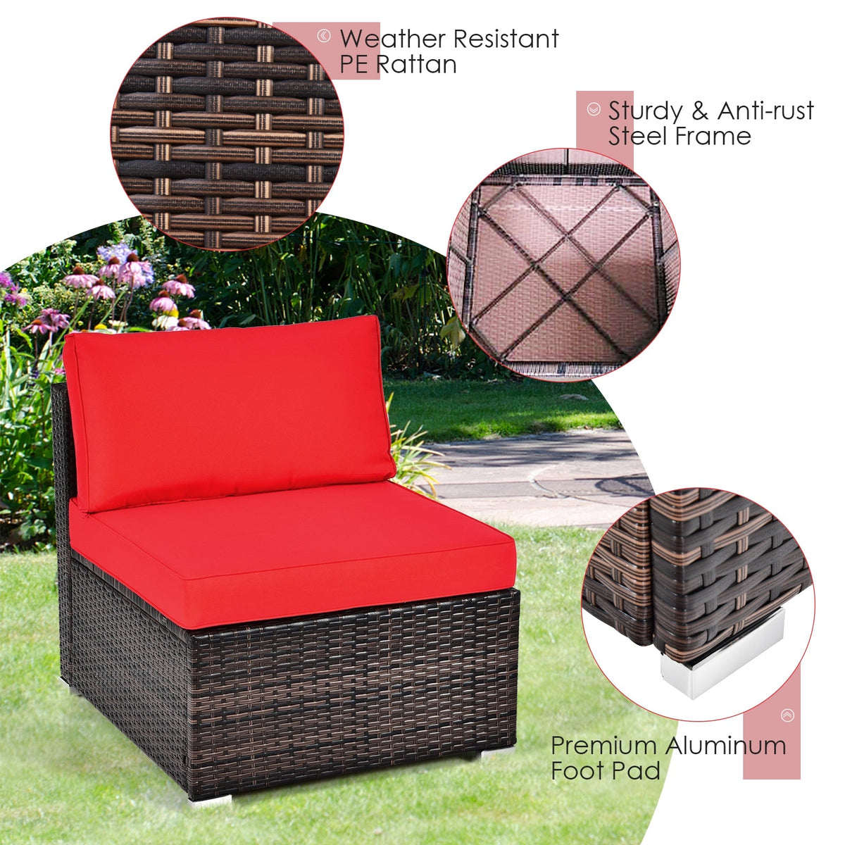 6 Pieces Patio Rattan Furniture Set with Cushions DirectDeals