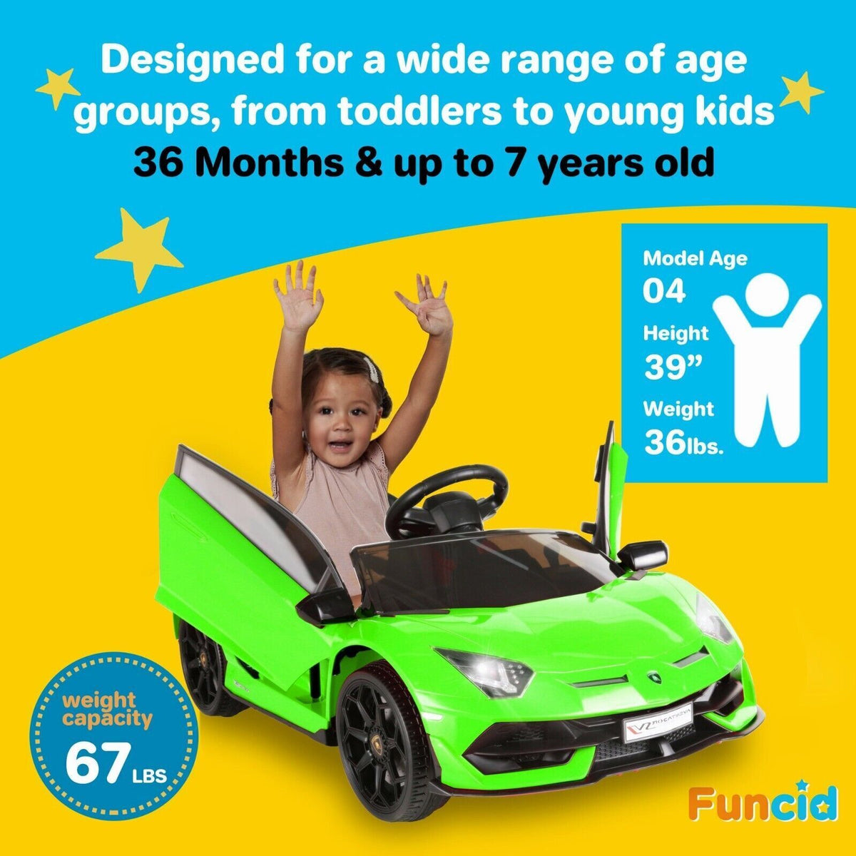 Premium 12V Ride-On Car for Kids with Remote Control, Lights, Music, and Openable Doors