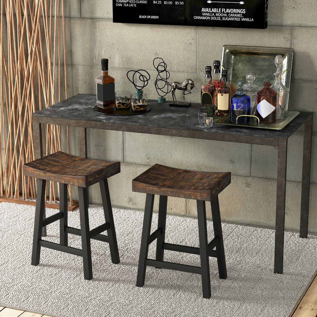 24 Inch Solid Wood Saddle-Seat with Curved Seat Surface and Comfortable Footrests