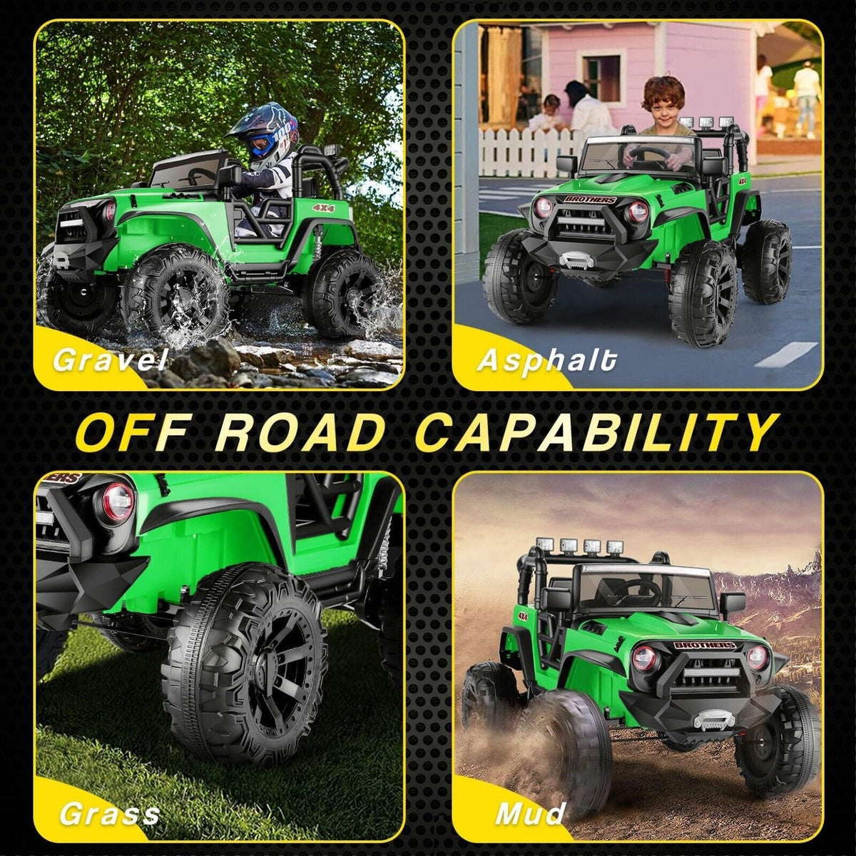 Kids Electric Jeep 24V with Remote Control, LED Lights, MP3, and USB
