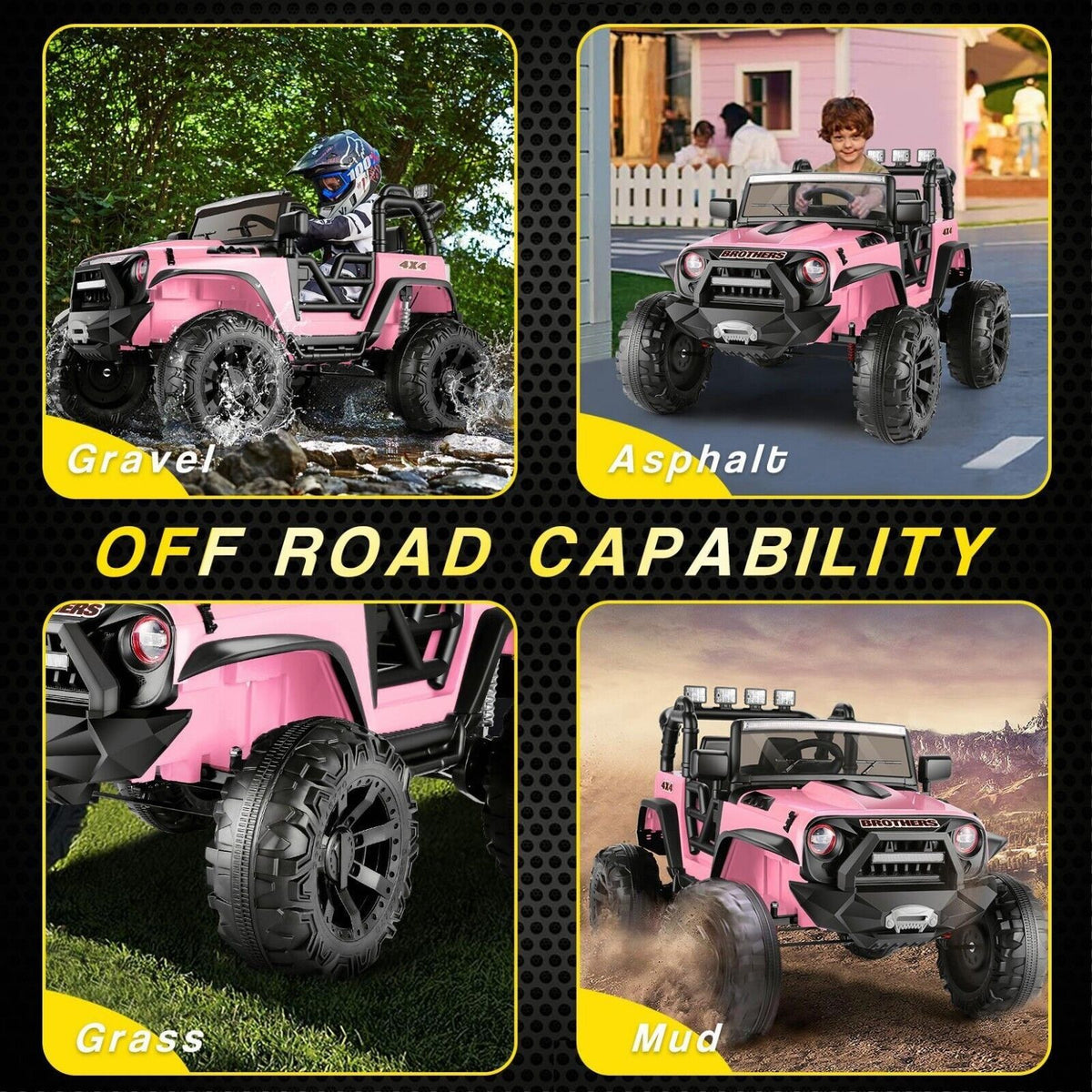Kids Electric Jeep 24V with Remote Control, LED Lights, MP3, and USB