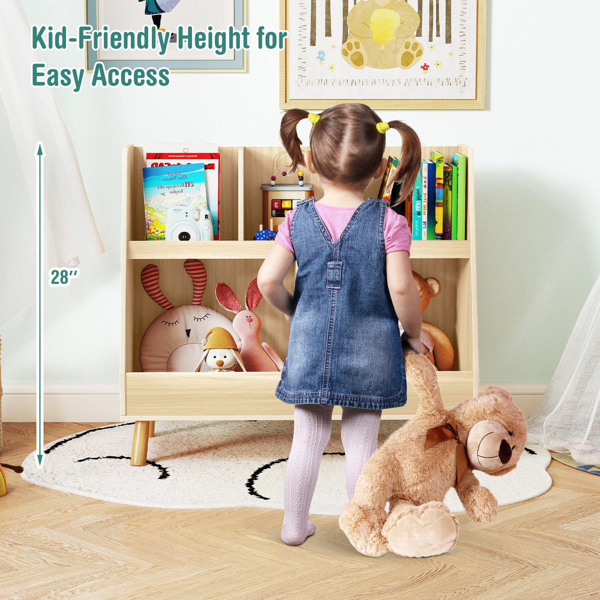 5-Cube Kids Bookshelf and Toy Organizer with Anti-Tipping Kits