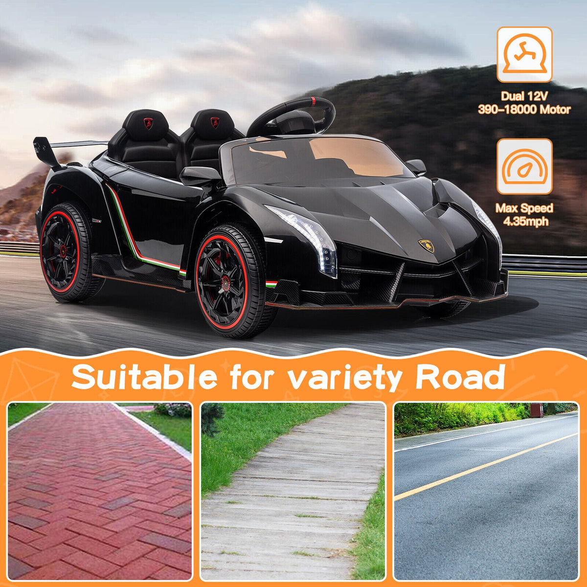 12V Remote Control Licensed Lamborghini Style Kids Electric Ride On Car Toy MagicCars
