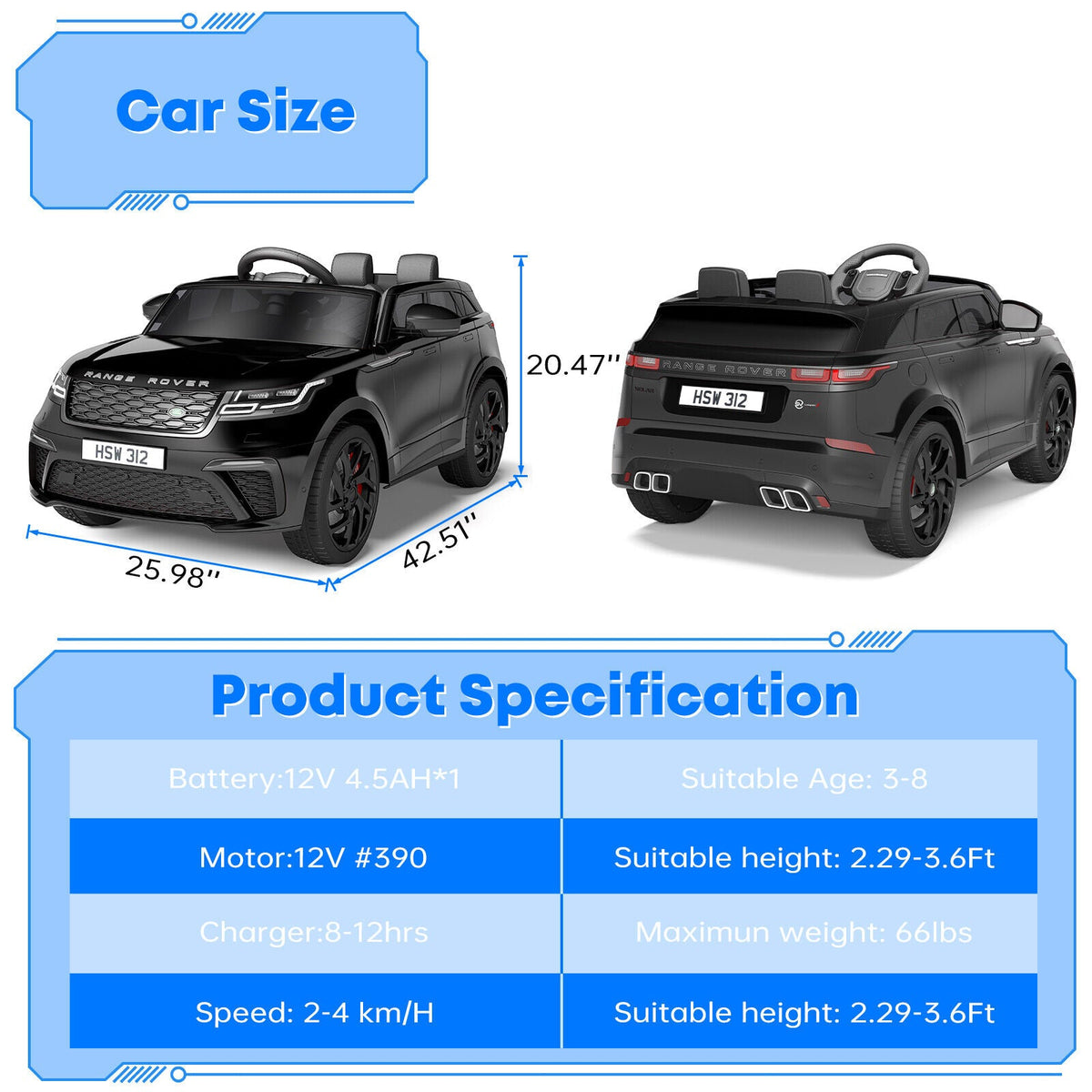Licensed 12V Rover Electric Ride-On Car for Kids with Remote Control and Music Player MagicCars