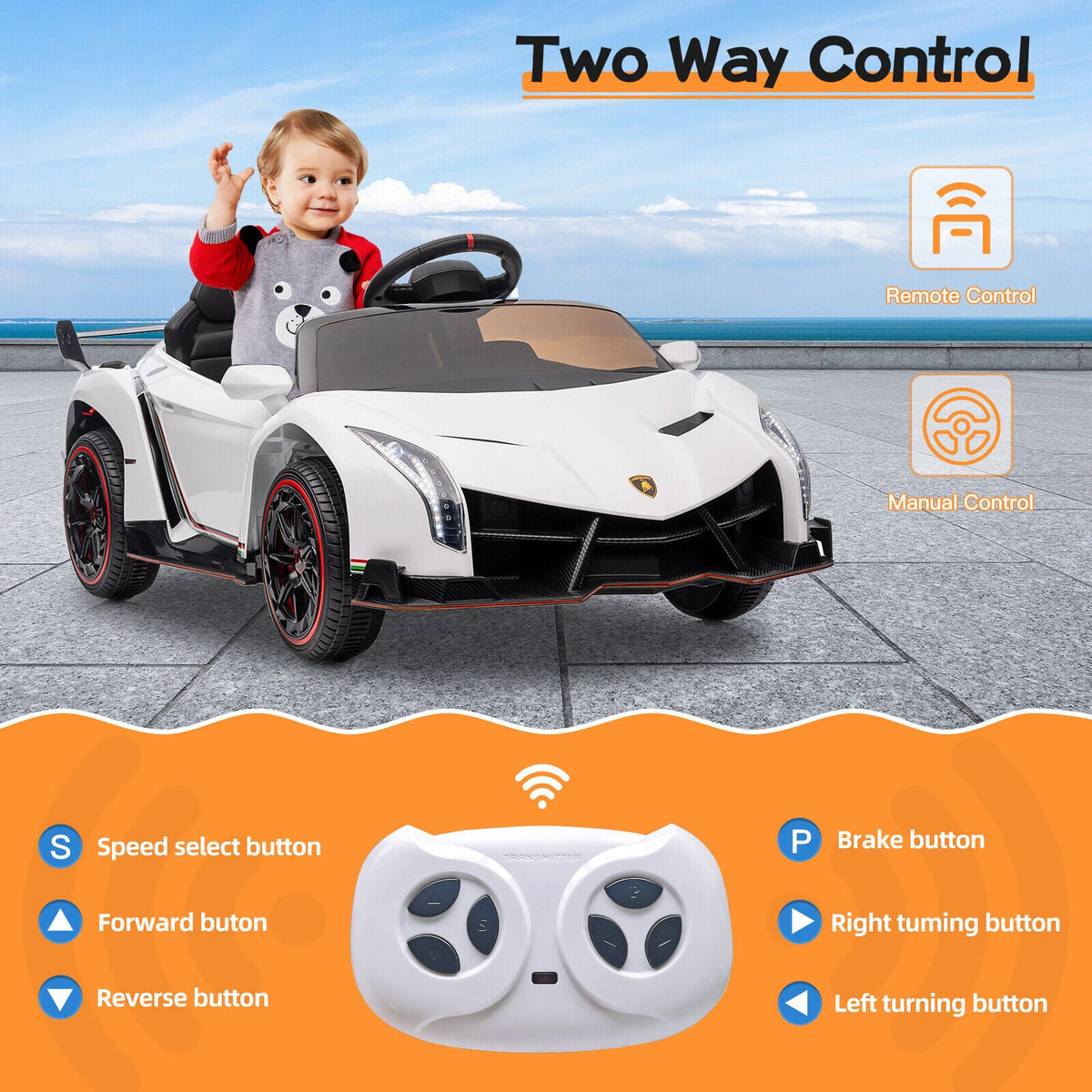 Licensed Lamborghini Electric Ride-On Car for Kids with Remote Control - 12V Vehicle Toy MagicCars