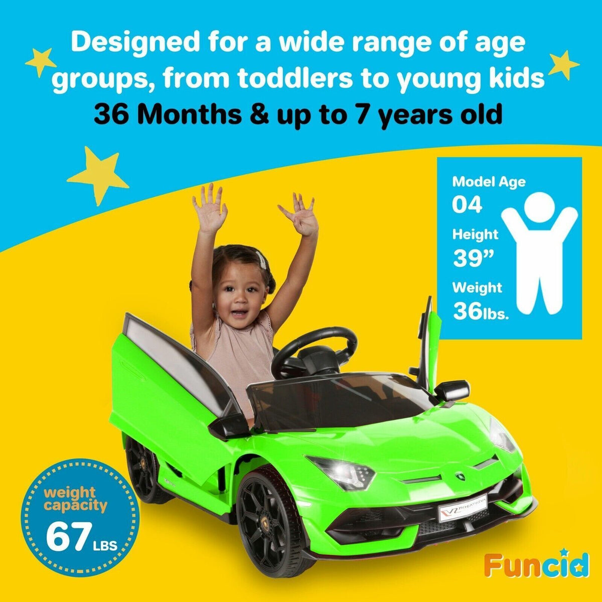 12V Lamborghini Kids Ride On Sports Car with Remote Control - Battery Powered Toy MagicCars