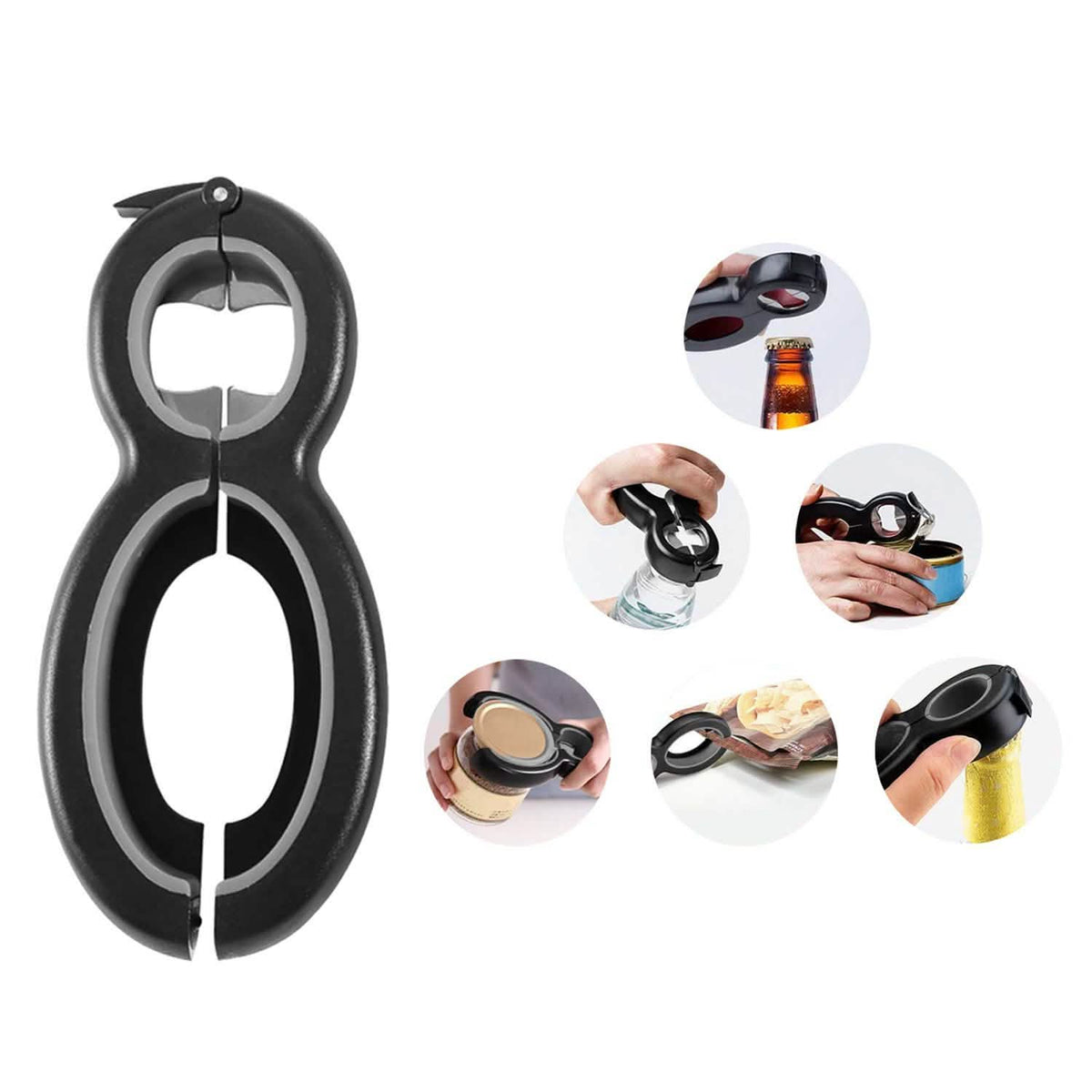 Multifunctional 6-In-1 Can Jar Opener Tool And Adjustable Bottle Opener