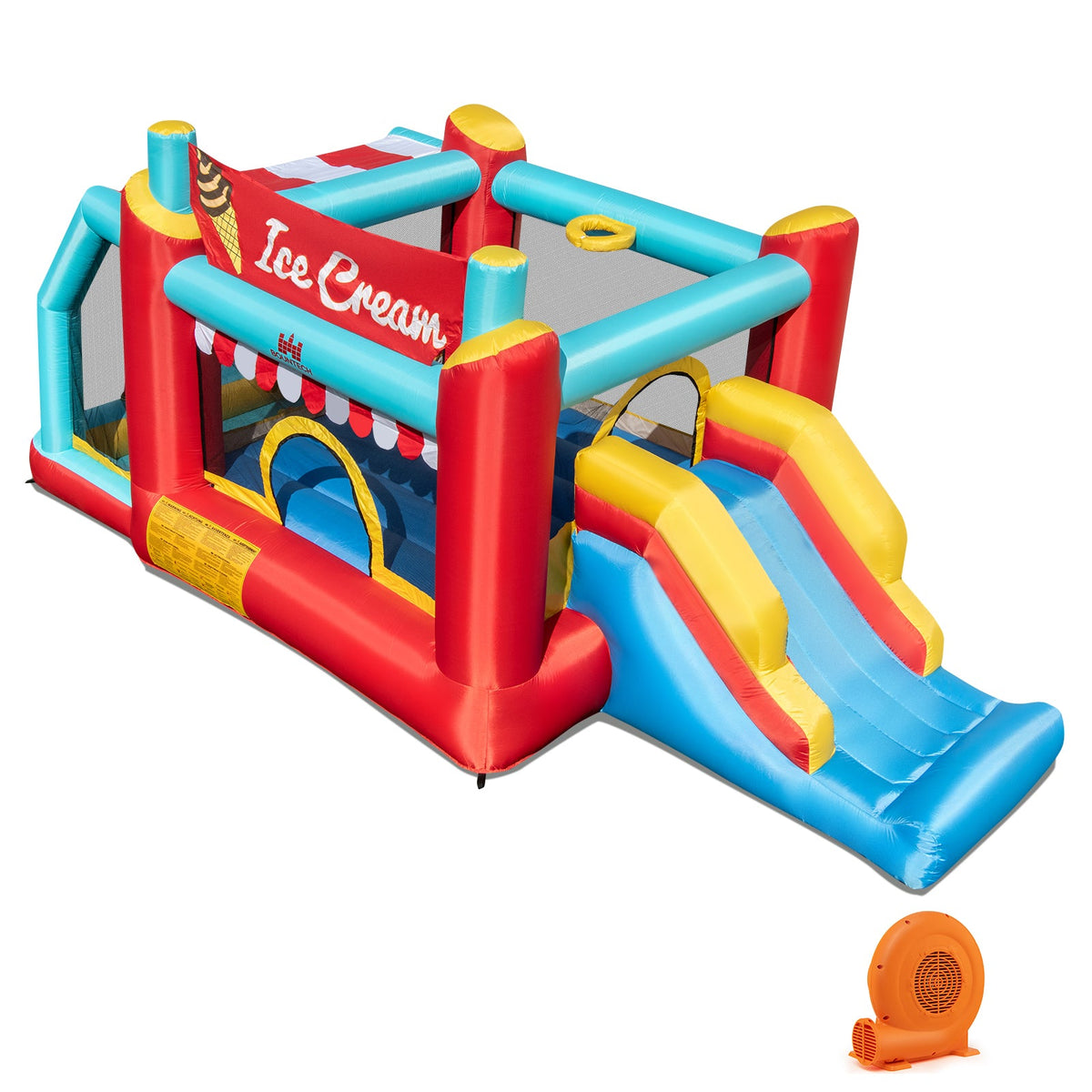 5-in-1 Ice Cream Inflatable Bounce House with Ball Pit and Slide with 520W Blower