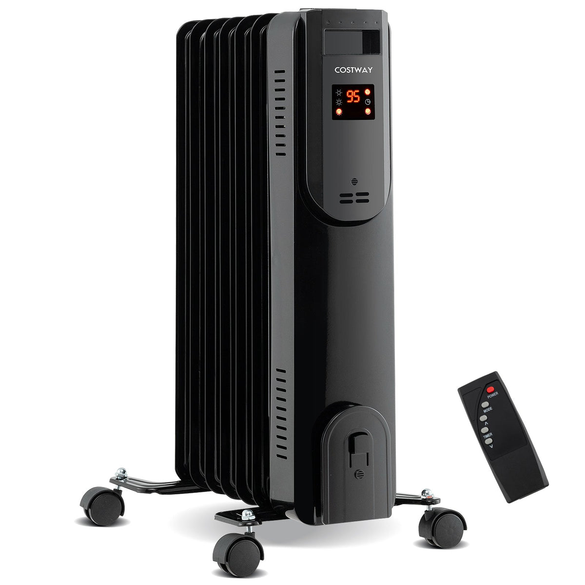 Oil Filled Radiator Heater with Adjustable Thermostat-Black