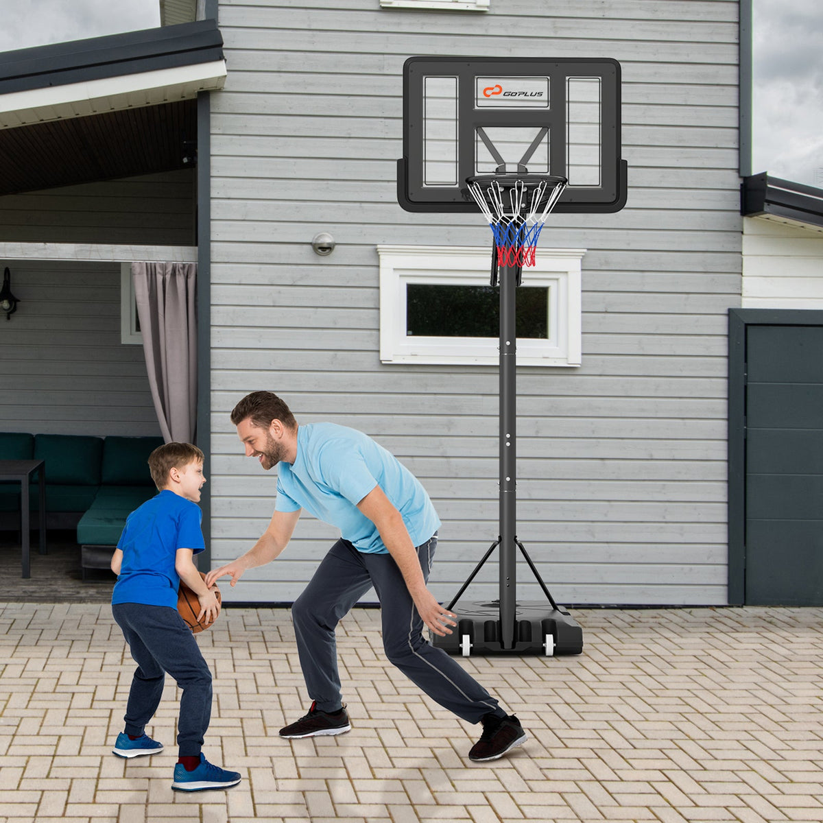 Portable Basketball Hoop with 4.6 to 10 Feet 10-Level Height Adjustable