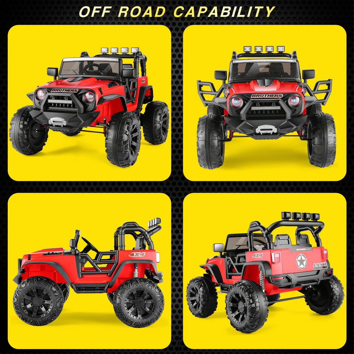Powerful 24V 2-Seater Kids Ride on Truck with 3 Speeds, LED Light, and Remote Control