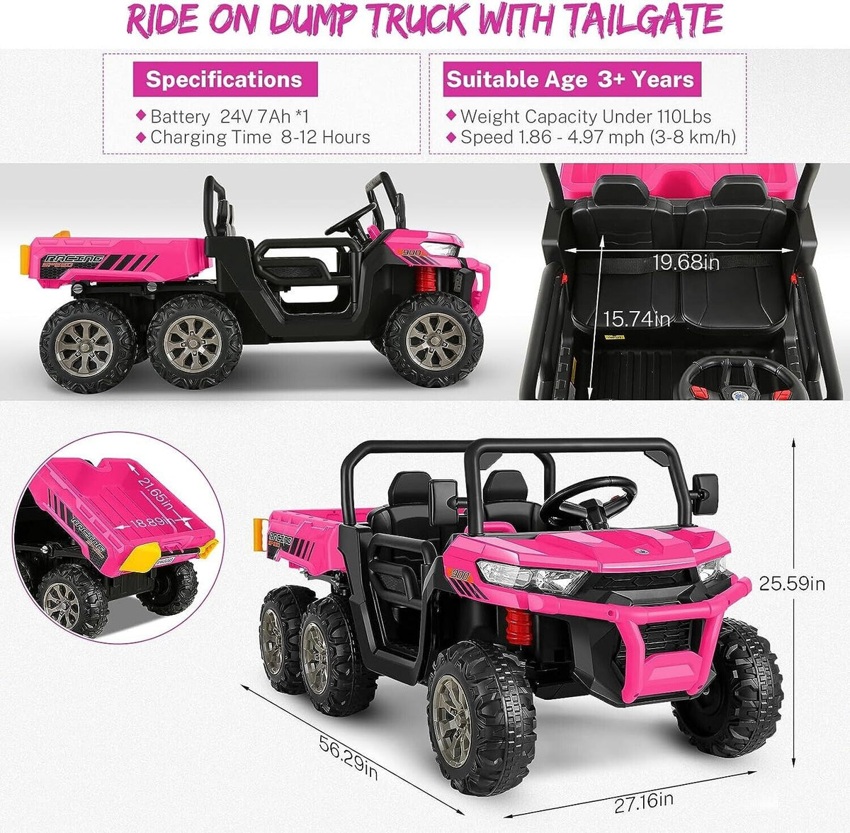 Powerful 24V UTV Ride-On with Dump Bed and 4WD - Perfect for Adventure Seekers! MagicCars