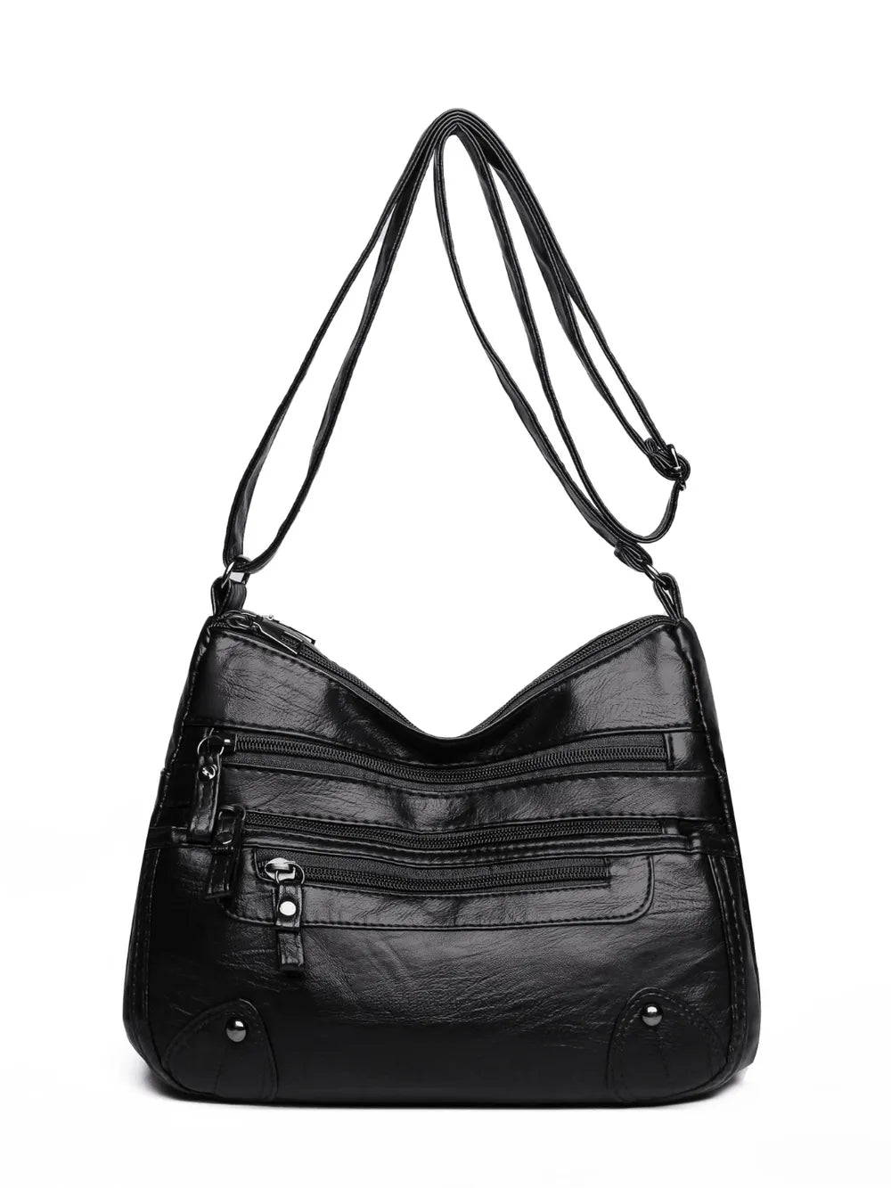 PU Leather Multi Pockets Shoulder Bag