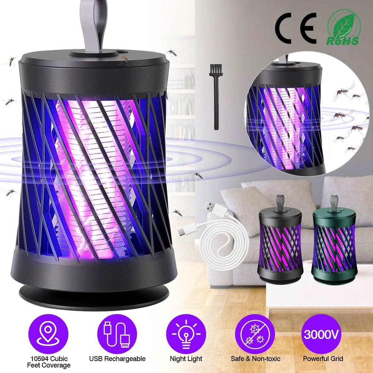 Rechargeable Mosquito Killer Lamp with Night Light