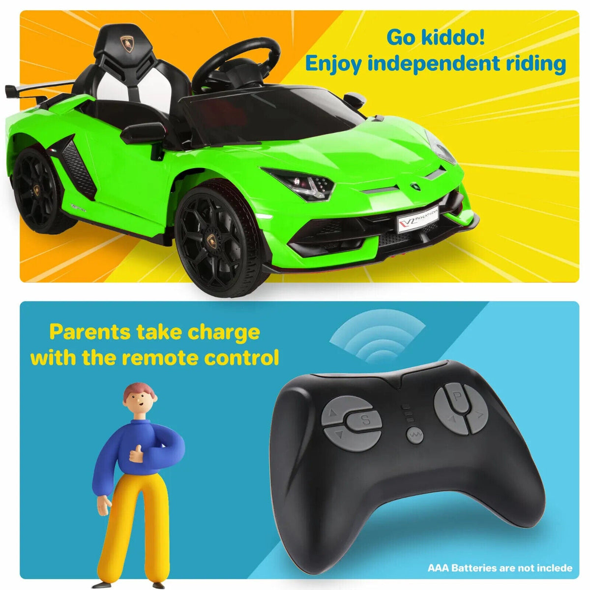 Remote Control Lamborghini Electric Ride-On Car for Kids 24/12V