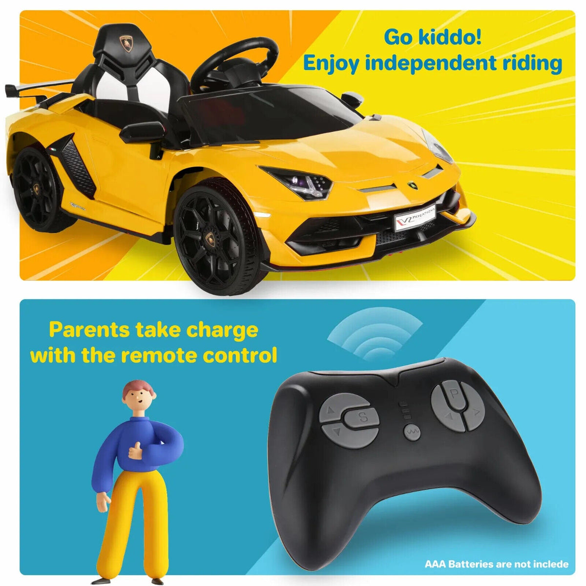 Remote Control Lamborghini Electric Ride-On Car for Kids 24/12V