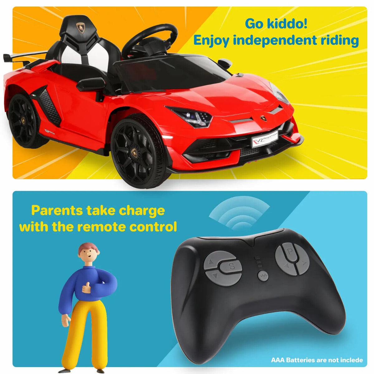 Electric Lamborghini Ride-On Car for Kids with Remote Control - 24/12V Truck Design