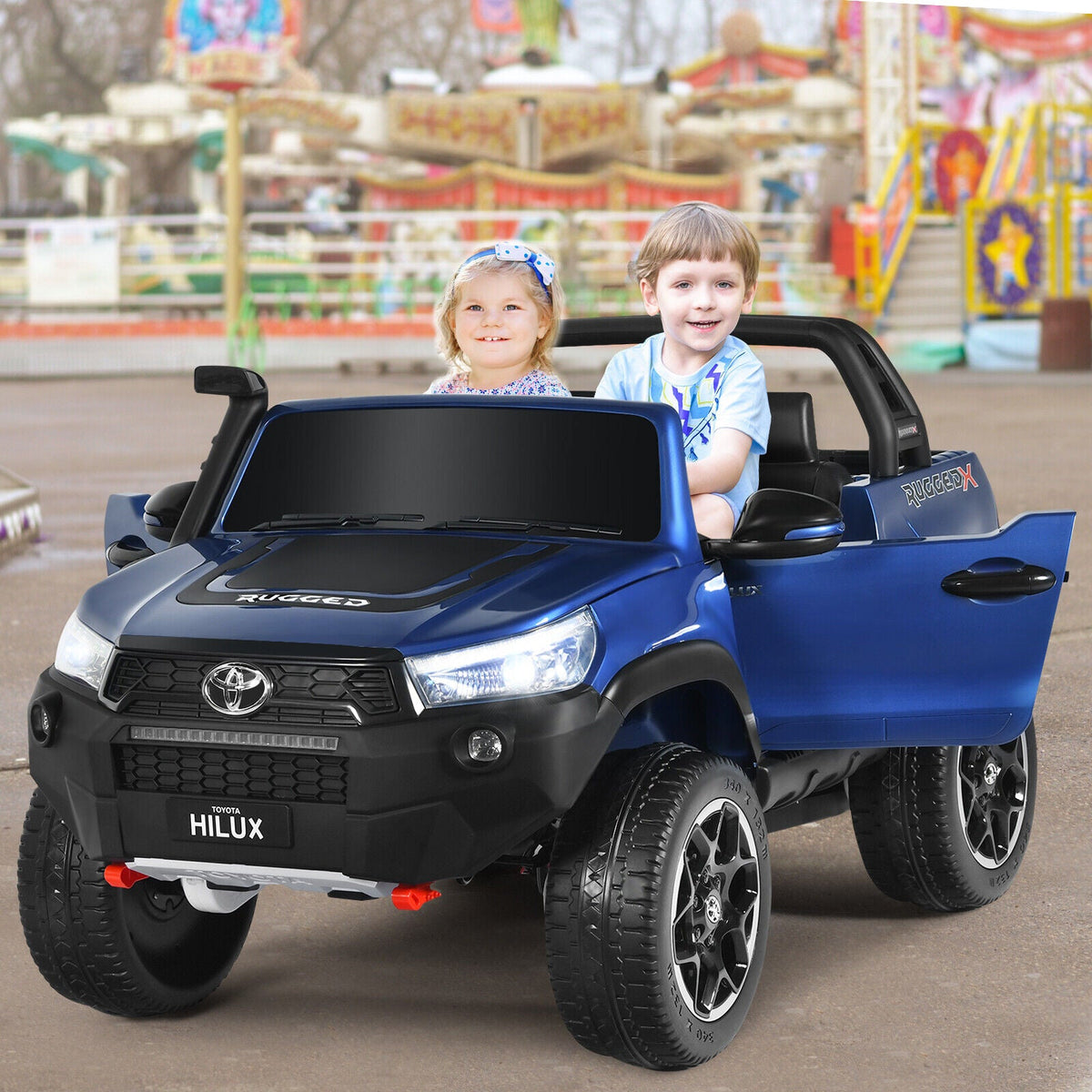 2-Seater Licensed Toyota Hilux Ride On Truck Car with Remote Control - Blue