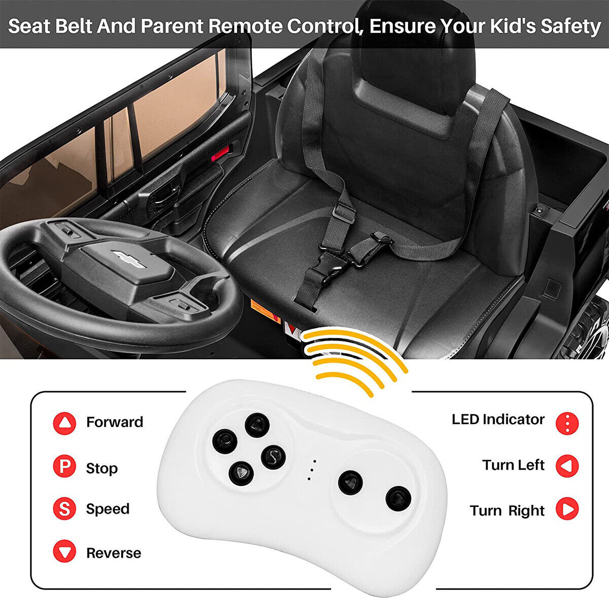 Kimbosmart 12V Children's Electric Ride-On Vehicle Powered by Battery with Remote Control