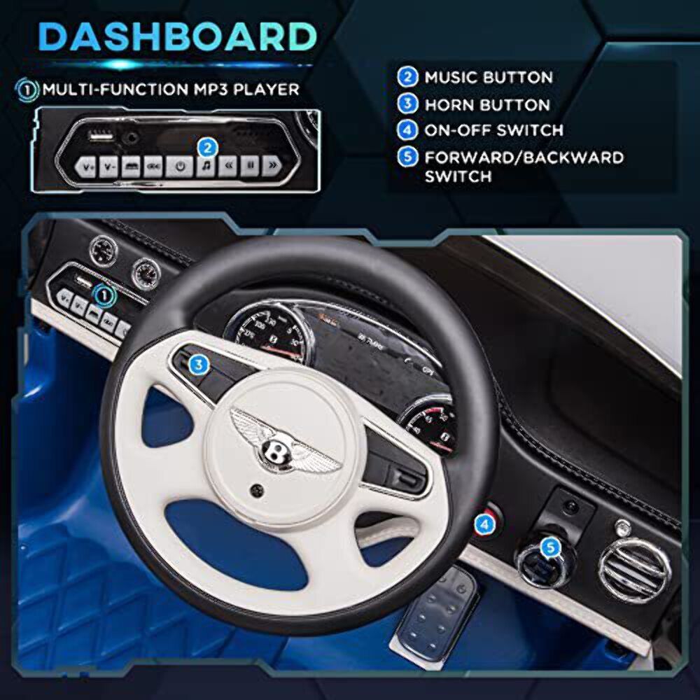 Bentley 12V Electric Ride-On Vehicle with Remote Control, Battery-Operated Car with Suspension