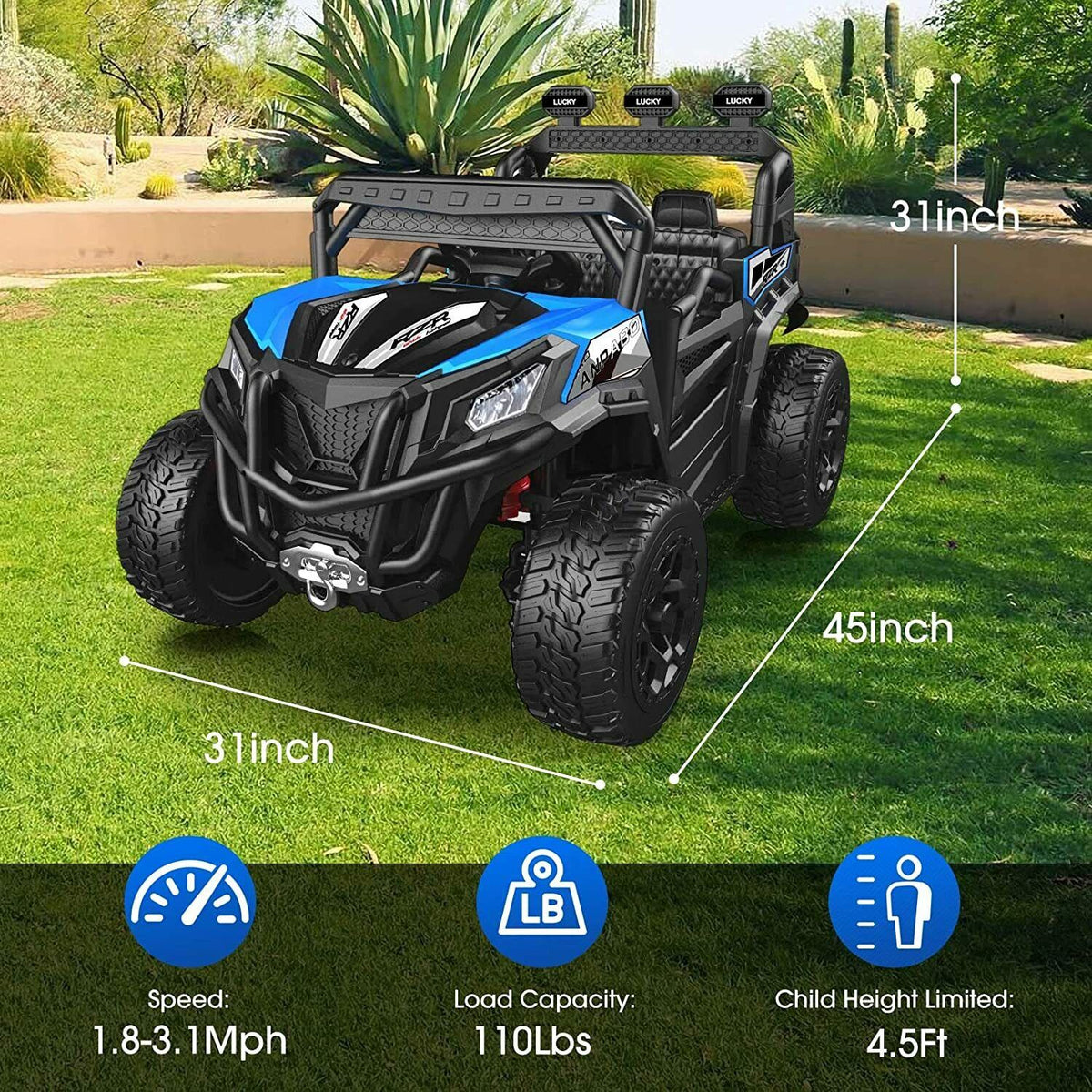 12V 35W Engine Children Boys Ride On UTV Vehicle, Wireless Control, Spring Suspension
