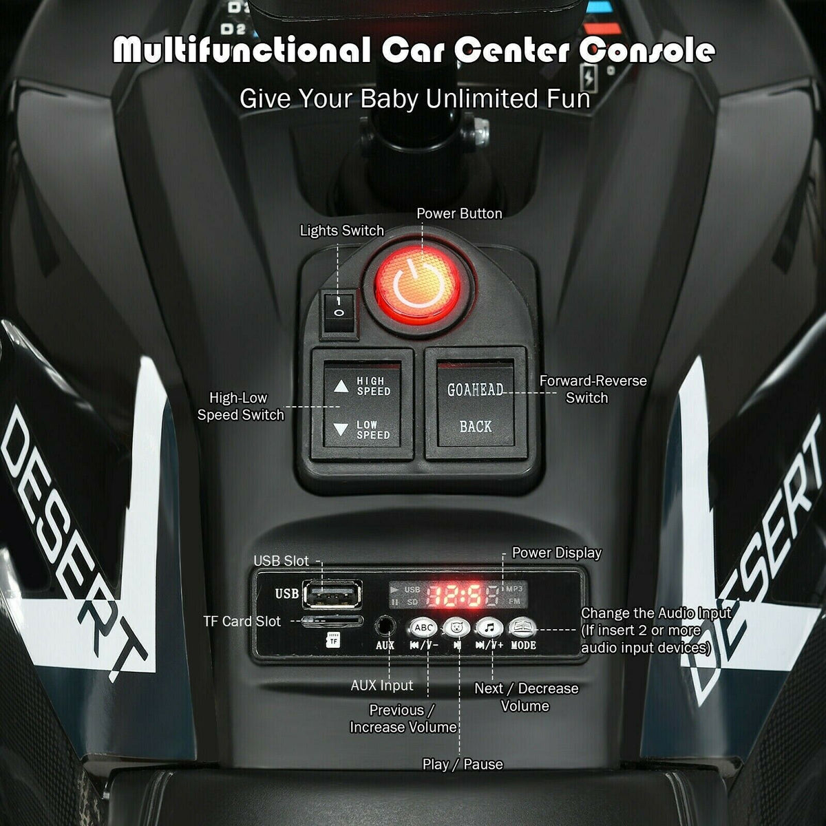 12 Volt Children's Electric Four-Wheeler ATV Quad with MP3 Player and LED Illumination