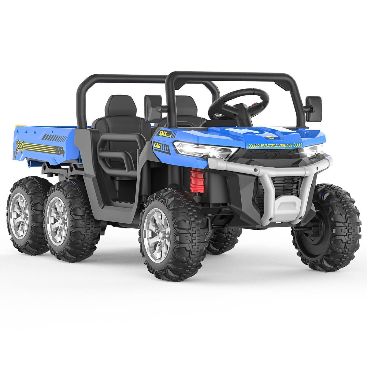 24V Electric Children's Ride-On Truck Toy Battery-Operated Two-Seater Bluetooth Lights Plaything