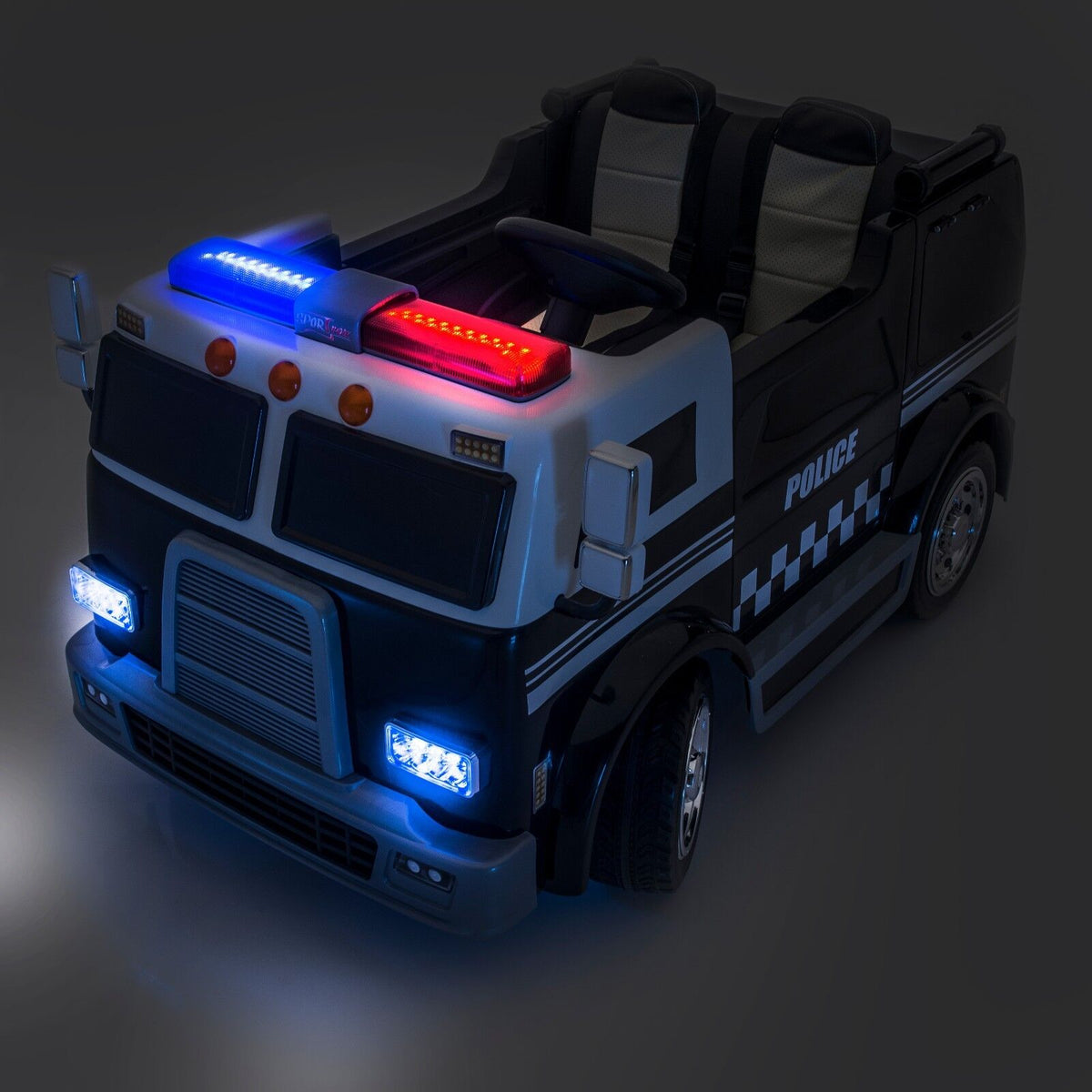 SUPERtrax® Large Truck Emergency Children's Ride On 4WD Law Enforcement Vehicle - Ebony.