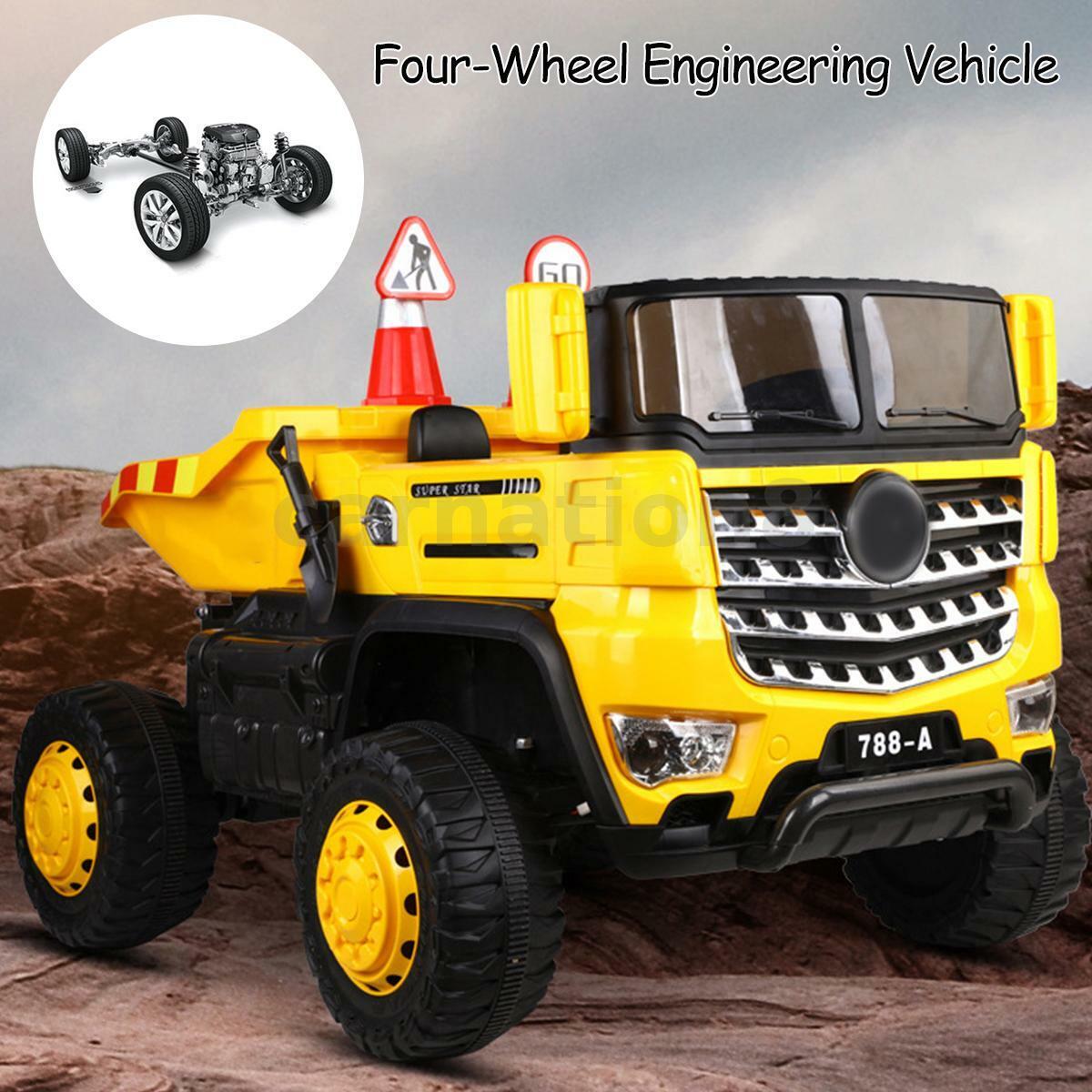 12V Four-wheel Drive Construction Truck 2.4G Remote Control/App Control Children's Electric Ride On Vehicle