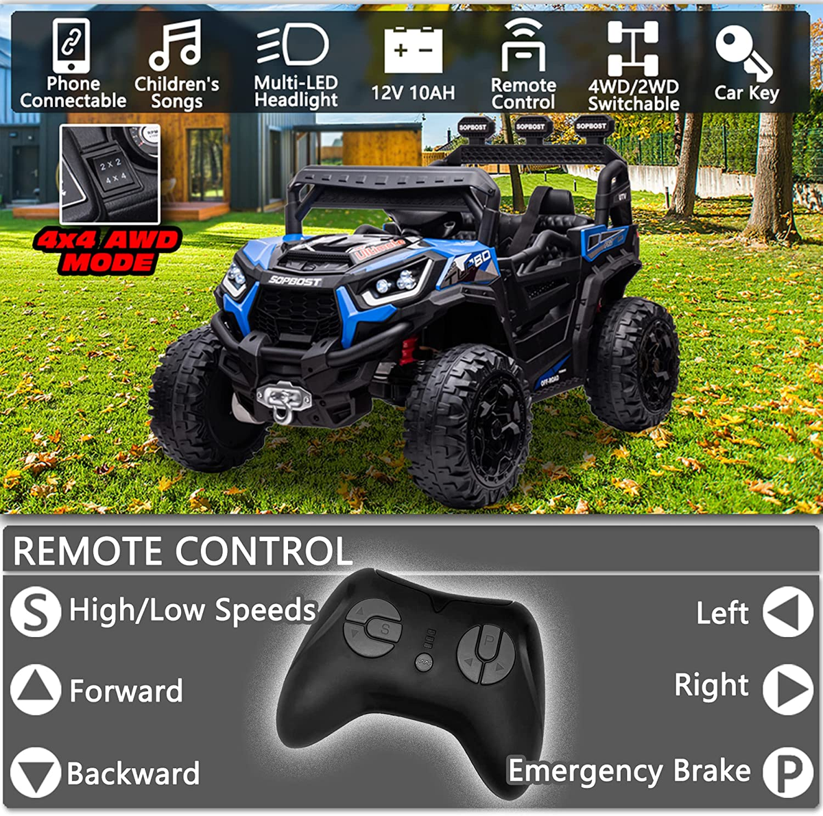 12V Electric Kids 4x4 Ride on Truck with Remote Control - Off-Roading Adventure for Children