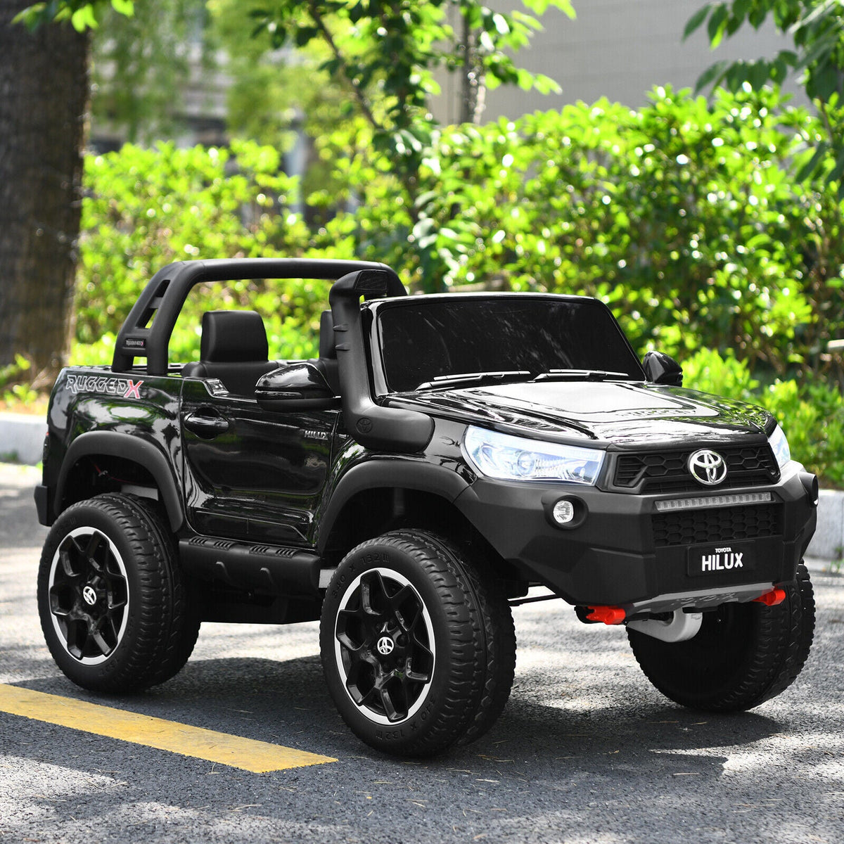 Licensed Toyota Hilux Ride On Truck Car 2-Seater 4WD with Remote Control - Painted Black