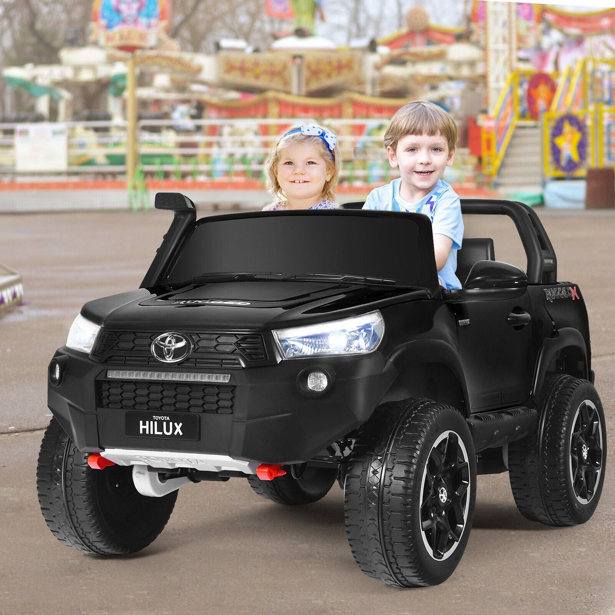 Licensed Toyota Hilux Ride On Truck Car 2-Seater 4WD with Remote Control - Painted Black