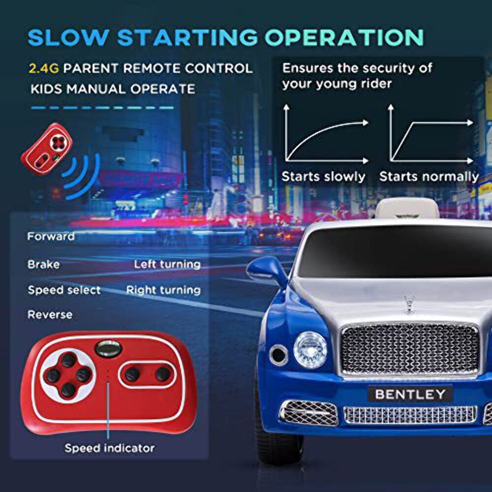Bentley 12V Electric Ride-On Vehicle with Remote Control, Battery-Operated Car with Suspension
