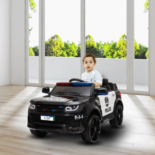 12V Children's Police Ride-On Vehicle Electric Cars with 2.4G Remote Control and LED Flashing Lights U1