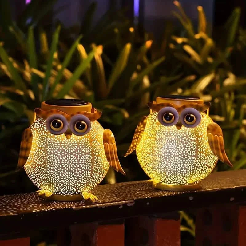 Solar Garden Hanging Light Owl Pattern