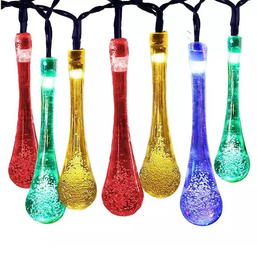 Solar String Lights 20ft 30 LED Water Drop Solar String Fairy Waterproof Lights