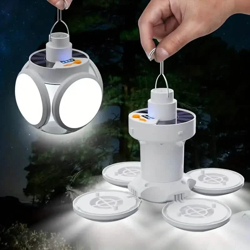 Solar USB Rechargeable LED Bulb Lights With Power Display