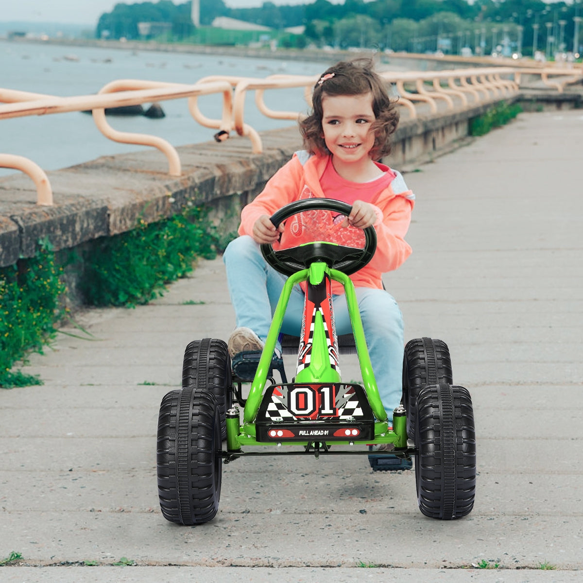 4 Wheel Pedal Powered Ride On with Adjustable Seat-Green GBruno Store