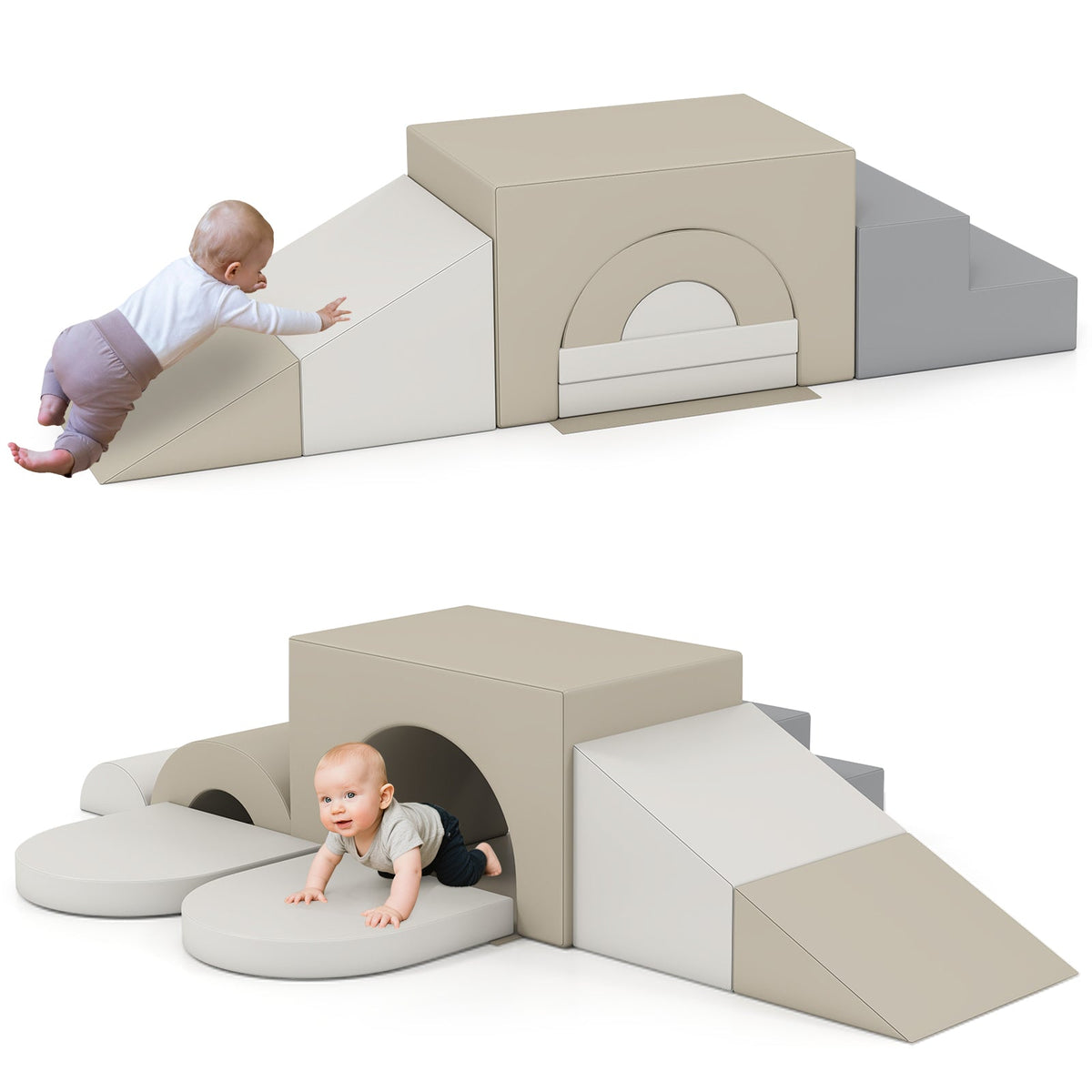 7-Piece Soft Foam Toddler Climbing Blocks Set PU Leather for 1+ Year Old