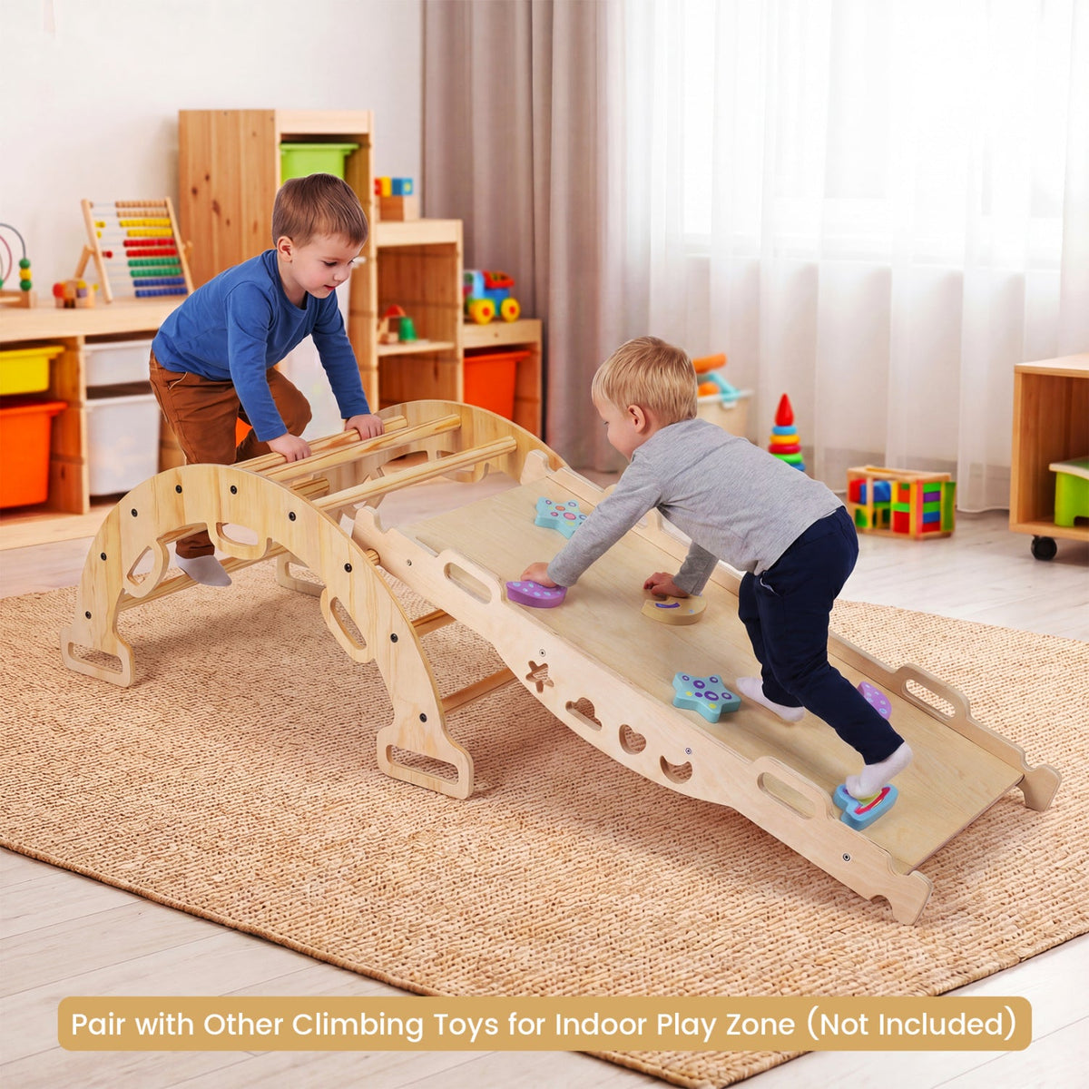 Wooden Rocking Climbing Arch with Cushion 3-in-1 Montessori DirectDeals