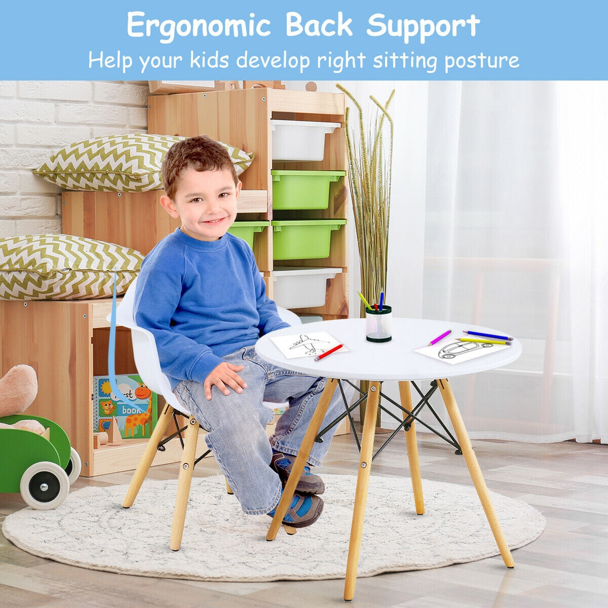 3 Pieces Kid's Modern Round Table Chair Set GBruno Store
