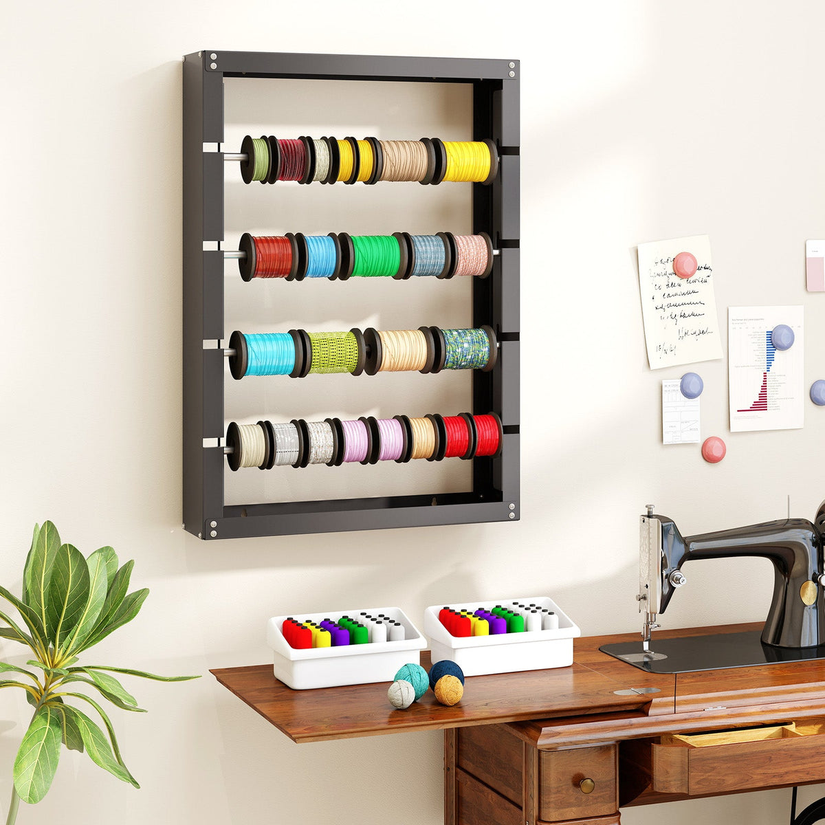 Wire Spool Rack with 4 Rods for Electrical Industrial and Retail Use-Gray