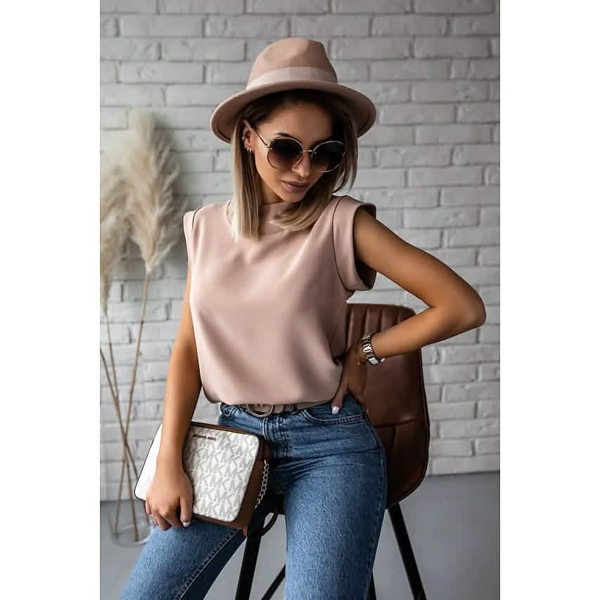 Women's Solid Color Patchwork Stand Collar Top