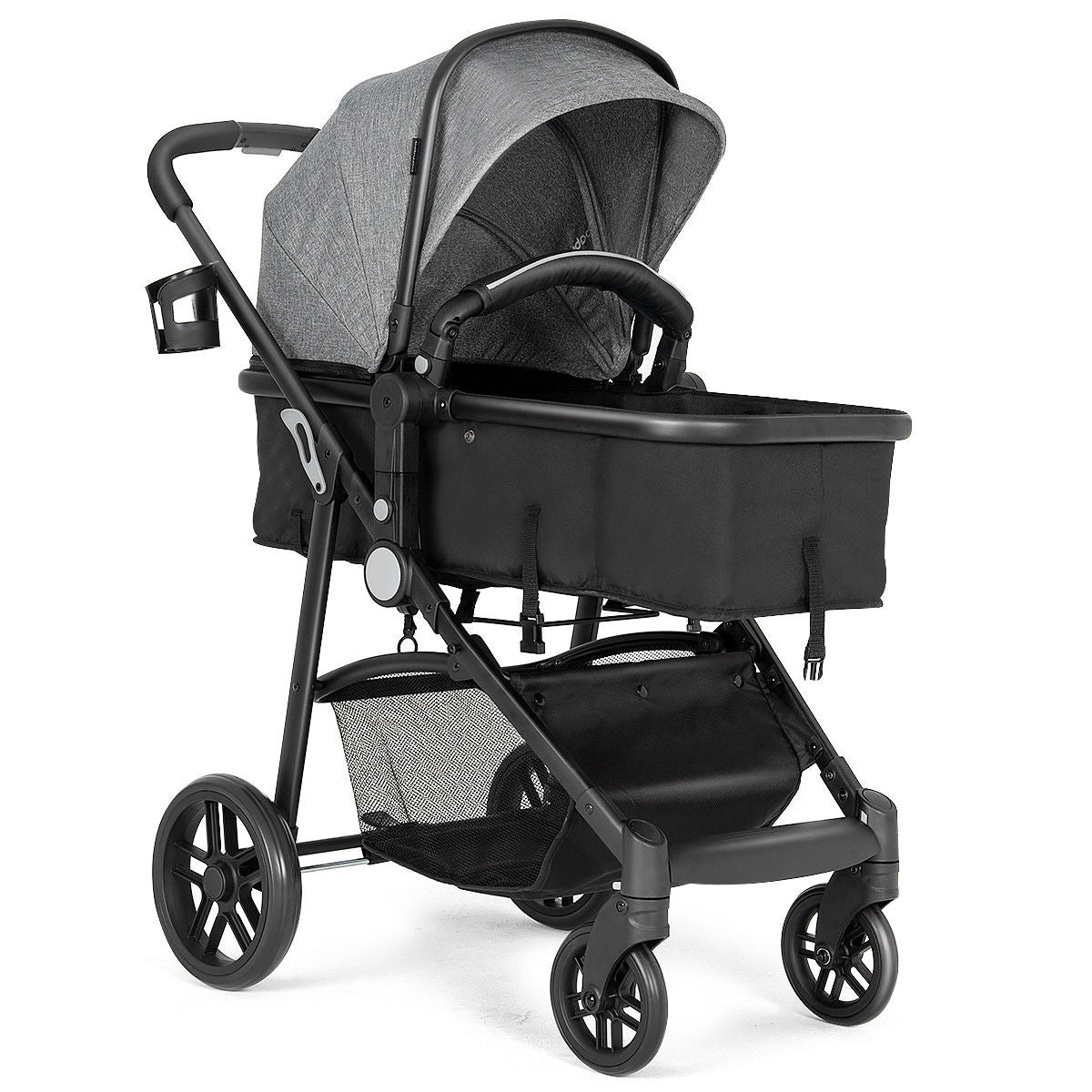 2-in-1 Foldable Pushchair Newborn Infant Baby Stroller-Gray GBruno Store