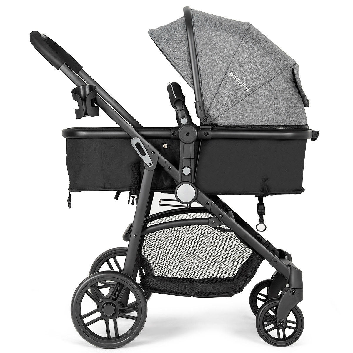 2-in-1 Foldable Pushchair Newborn Infant Baby Stroller-Gray GBruno Store