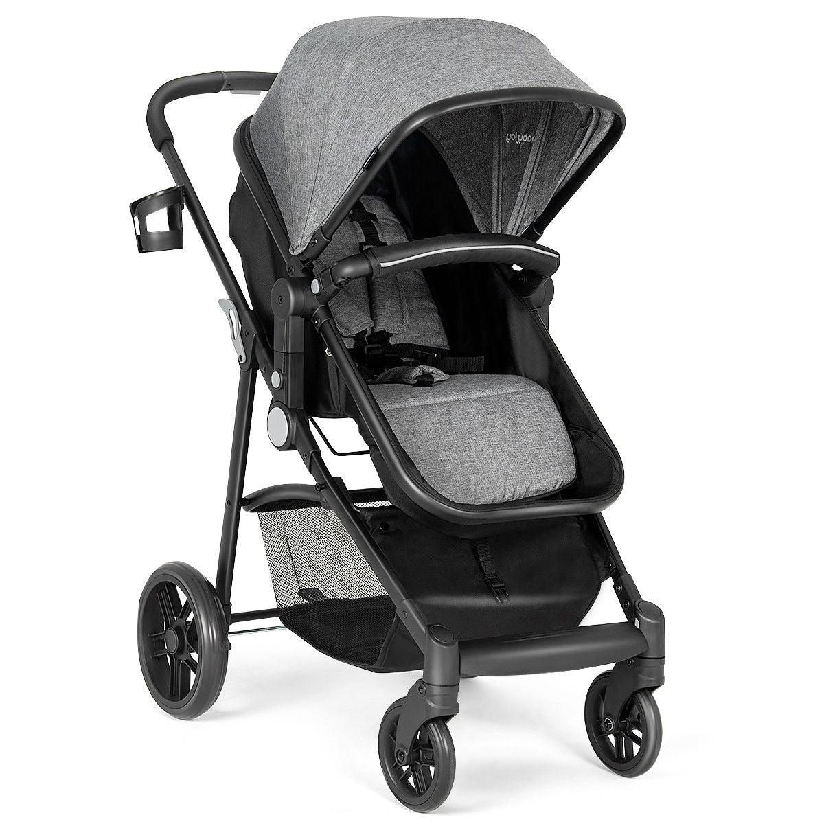 2-in-1 Foldable Pushchair Newborn Infant Baby Stroller-Gray GBruno Store