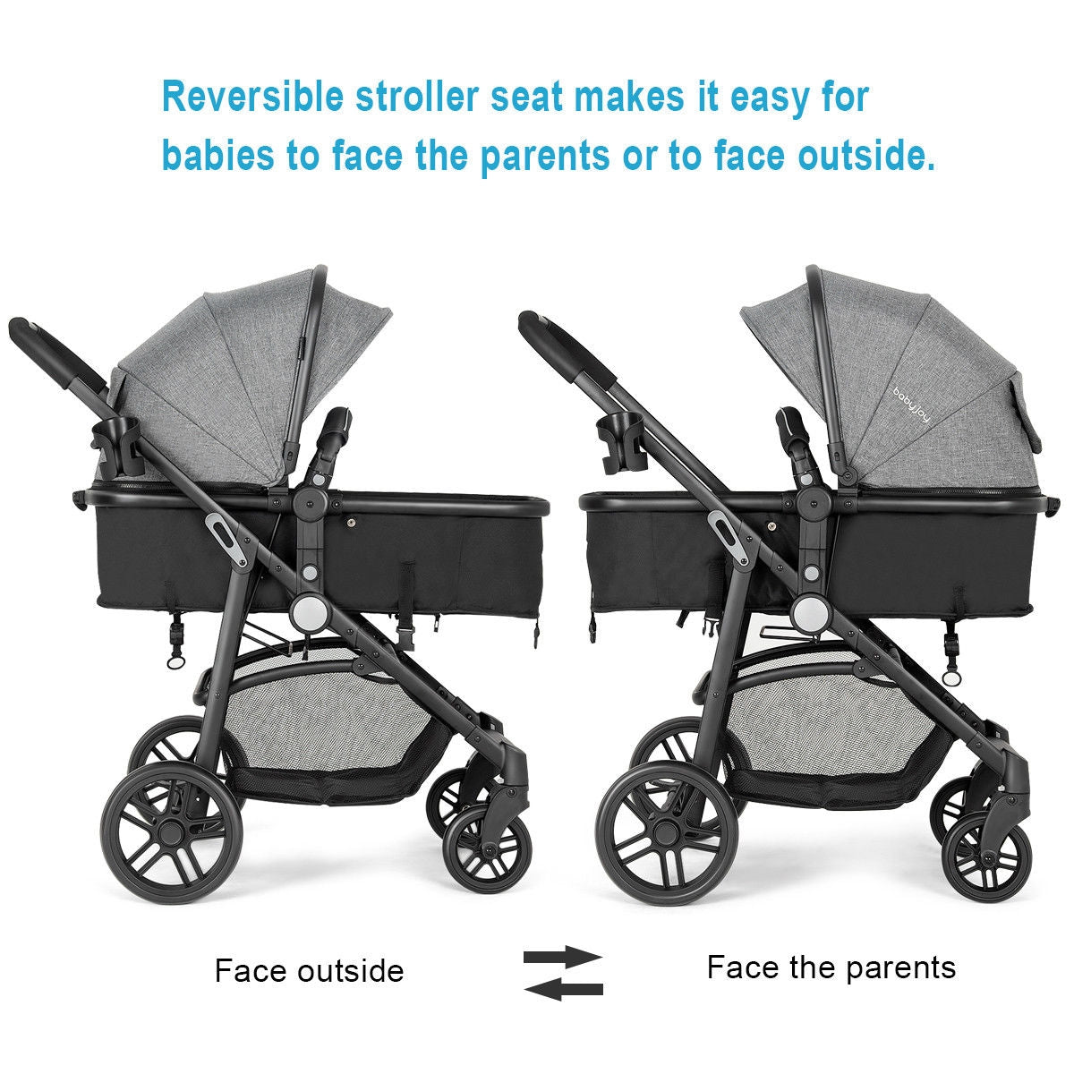 2-in-1 Foldable Pushchair Newborn Infant Baby Stroller-Gray GBruno Store